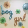 ベビーシャワーの装飾パーティーのための男女の男の子や女の子の手紙の箔の風船を明らかにします。