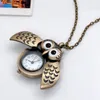 Studenten schöne Quarz neuen Stil offene Eule Taschenuhr Halskette Vintage-Schmuck Großhandel koreanische Pullover Kette Mode Uhr hängende Uhr