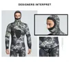 Mens 5mm wetsuit camuflagem Dois pedaços de spearfishing homens pesca quente camo surfistas com cloropreno mergulho 220301