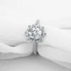 AINUOSHI Luxe 1,25 ronde geslepen witte Sona Halo bruidsringen 925 sterling zilveren bloem dames bruiloft verlovingsverjaardag cadeau Y200106