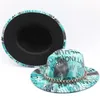 Cappelli Fedora a catena dorata spessa da uomo Cappello Trilby Jazz con stampa di lettere Tie-dye Cappello da cerimonia nuziale per donna alla moda