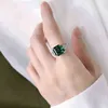 OEVAS 100% 925 Sterling Silver 10 * 10mm Emerald Wysokie Diamentowe Pierścienie Diamond Dla Kobiet Wedding Fine Jewelry Hurtownie Prezent 220209