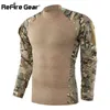 Refire redskap ny armé combat t-shirt män swat soldater militär taktisk långärmad t-shirt o neck slim airsoft camouflage shirt g1229