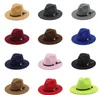 Yeni 19 Renkler INS Unisex Fedora Şapka Centilmen Kızlar Yün Brim Caz Kilisesi Band İçin Geniş Düz Brim Caz Şapkalar Panama Caps