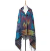 Mulheres Bohemian Collar Manta Cobertura Cobertor Cobertor Inverno Outwear Shawl Lenço Grade Fringed Envoltórios Tartan Verificação Oversized Poncho Pashmina LSK2009