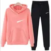 Cardigan Hooded Women Tracksuits 2 Piece Sets Långärmad Stripe Womens Hoodies Toppar Sweatpant Casual Plus Size 2008 #