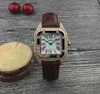 Orologio da donna in pelle rossa di alta qualità Orologio casual di moda Diamanti quadrati Orologi da polso Orologi di lusso Amanti orologio da donna classico wat298U