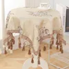 European Style Round/Square Tablecloth with Tassel Embrodered Table Cover for Wedding Decor Christmas Round Table Cloth 201007