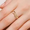 Kluster ringar Minimal Delikat 100% 925 Sterling Silver Tunna Fingerband 2 Klar CZ Barbed Wire Knot Guldfärg Vermeil Dainty Ring för Wome