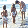 Rodzinny strój kąpielowy dla matki syna tata córka pasujące stroje kąpielowe One-peace bikini na dziewczynka kobiety spodenki dla chłopców tato lj201111