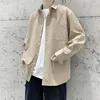 2020 Stile coreano da uomo Moda a maniche lunghe Solido 5 colori Camicie hawaiane Camisa Social Masculina Streetwear Shirts M-3XL1