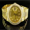 Montre-bracelet de luxe 18K pour hommes en or jaune présidentiel jour-date 41MM diamant montre automatique pour hommes montre de qualité supérieure
