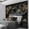 Anpassad 3d Bakgrundsanläggning Leaves Marmor Textur Muraler Modern Lyxig Vardagsrum Soffa TV Bakgrund Heminredning