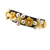 Heißer Verkauf Goldene Sonnenblume Blatt Krone Barock Prom Haarband Perle Haar Schmuck Hochzeit Tiara Zubehör Für Frauen Kopfschmuck