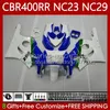 Kit de carrosserie pour HONDA 400CC CBR400 RR NC23 CBR 400 RR CC NC29 88-99 Carrosserie 65No.13 CBR400RR 88 89 90 91 92 93 CBR 400RR 1988 1989 1990 1991 1992 1993 Blanc bleu OEM Carénage