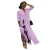 Robes décontractées Summer Automne Femmes Robe Sexy Party Robes Plus Taille Manches longues Afrique Imprimer Maxi Shirt267U