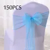 Wedding Decoration 150PC/Set Crystal Organza Tull Fabric Chair Cover Sash Bow Sashes Party Banquet Decor 20 Colors T200601