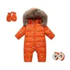 -30 درجة الروسية الجديدة الشتاء أسفل سترة طفلة ملابس snowsuit الفراء الحقيقي للماء الفتيان السروال القصير بذلة طفل الثلج ارتداء LJ201007
