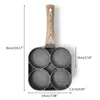 ハンバーガー卵のための4ホールオムレツパンハムパンケーキメーカー木製ハンドルフライポットノンスティック料理朝食201223268W