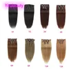 Brezilya Bakire Saç Uzantılarında% 100 İnsan Saç Klipsi 1# 1B 2# 4# 6# 8# 10# 12 Renk Düz 14-24inch Remy Saç