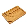 Natural Wood Rolling Tray Portable Household Smoking Accessories With Groove Square Tobacco Roll Trays Cigarette