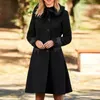 Trenchs de femmes manteaux mode hiver femmes couleurs solides dentelle patchwork peluche col amovible poches à manches longues bouton veste manteau survêtement