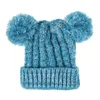 Enfants tricot crochet bonnets chapeau filles doux double boules hiver chaud tricot chapeau 13 couleurs en plein air bébé pompon ski casquettes chapeaux de fête RRA3692