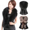 Women Faux Fur Leather Patchwork Vest Jacket Sleeveless Back Bowknot Decor Coat Outerwear Winter Autumn Warm Waistcoat Gilet Top 211220