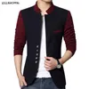 Stand Collar Men Blazer Color Blocking Patchwork Design Casual Tunic Sight Jacket Single Breasted Coat Male Outerwear 220310