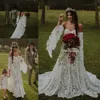 Vestidos de novia bohemios de encaje de ganchillo Vintage con manga larga 2022 fuera del hombro campo bohemio celta Hippie vestido de novia bata