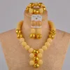 Beige simulierte Perle Gold Afrikanische Schmuckset Nigerianische Hochzeit Perlen Kostüm Halskette FZZ30-06 201222