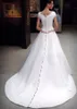 Vintage White and Red Stain Wedding Dresses 2022 Two Tone Lace Brodery Button Cap Hylsa Brudklänning Vestidos de Novia259h