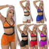 Women Lace Sleepwear Sexy 2 piece outfit Transparent Sheer Mesh Two Pieces Women Shorts Set