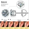 Stud Unisex Classic With Certificate Moissanite Earrings For Women Jewelry 925 Sterling Silver Fashion Engagement Gift