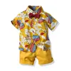 Bambini Set hawaiano Ragazzi Casual Button Down Manica corta Stampa Pantaloncini Outfit Estate 1-5Y Abbigliamento da spiaggia per bambini Abito da camicia Hawaii Y220310