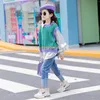 Maglione autunnale per ragazze da 10 a 12 anni Top alla moda Maglione pullover in due pezzi finto LJ201128