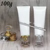 100g 100ml plástico branco macio Garrafa Cosmetic Facial Cleanser Creme Squeeze tubo Shampoo Cap Acrílico Lotion