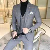 Männer Kleid Anzüge Britischen 3 Stück Männer Hochzeit Anzug Neue 2020 Herbst Herren Business Formale Karierten Anzug Männer Slim fit Kleid C1007