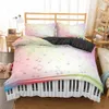 Homesky Bedding Set Piano Keyboard Music Note Duvet Cover Queen Size Bed Linne Comforter 100% Microfiber Bedding Sets 201021