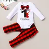 11 stilar jul baby rompers kläder set spädbarn xmas outfits jultomten claus älg tryck kläder rutiga byxor hatt set småbarn pojke 8660695