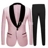 Популярные вышивки Groomsmen шаль лацкане жениха смокинги мужчин Костюмы венчания / Prom Best Man Blazer (куртка + Pantst + Tie) Y194