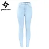 2182 Youaxon Marque Nouvelle Arrivée Taille Haute Jeans Femme Stretchy Jeans Femme OL Dames Crayon Denim Pantalon Femme 201223