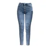 Primavera / verão novo jeans feminino cintura alta estiramento hip slim fit skinny pés magro nove pontos pencil pants t200608