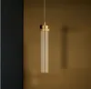 Okrągła rura szklana nowoczesna lampa wisząca led Striped cylinder wisiorek światła Długa tuba kryształowa miedź mała droplight loft