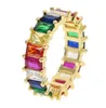 2021 Promotion Hot Selling Gold Rainbow Cz Ring Wedding Engagement Band Stacking Stacks Cz Eternity Colorful Finger Jewelry for Women