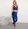 Fitness Women Yoga Set Gym 2-Piece BHS+Sömlösa leggings Tryck upp byxor Övning vadderad träningskörning Sportkläder Athletic