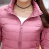 Chaquetas de primavera y otoño para mujer, relleno de plumón de pato, estilo ligero ultrafino, abrigos de bombardero para mujer, chaqueta de abrigo de moda para mujer con cuello levantado 201017