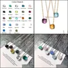 Pendant Necklaces & Pendants Jewelry Baoyoc Famous Brand Elegant Mticolor Candy Faceted Crystal And Stone Square Necklace Fashion Women Girl