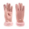 Fünf Finger Handschuhe Frauen Winter Touchscreen Faux Pelz Fäustlinge Damen Mädchen Outdoor Wärme Voll Finger Gefüttert Radfahren Fahren Handschuh1