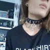 Halsreifen 1 STÜCK Schwarzer Lederhalsband Metallring Kette Halskette Kragen Handgefertigter Goth Punk-Schmuck1